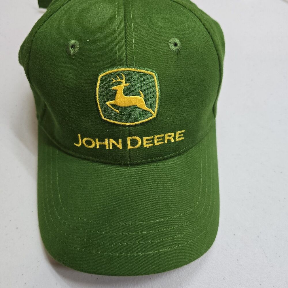 Vintage John Deere Trucker Hat Cap Adjustable Strapback Green Canvas